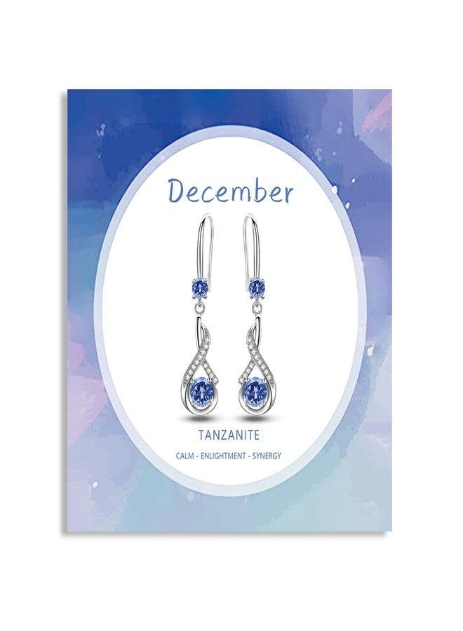 HEEYA Birthstone Dangle Drop Earrings for Women,Dangle Earrings with Cubic Zirconia,Blue Gemstone Silver Earring,Birthstone Jewelry,December Birthday Valentine Christmas Gifts for Wife Daughter Sister - Image 1